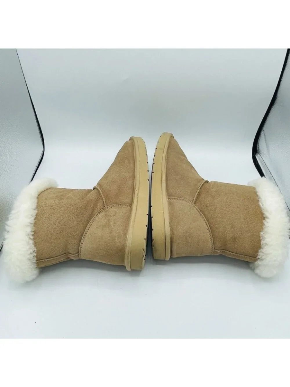 Serra Boots Womens Size 8 Tan Brown Leather Suede Snow Winter Lamb Fur Linning